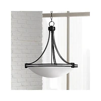 Deco Oil Rubbed Bronze Pendant Chandelier 24.25" Wide Modern White Marbled Bowl Glass 5-Light Fixture Dining Room House Foyer Entryway Kitchen Be