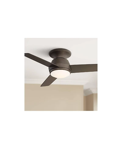 44" Casa Vieja Marbella Breeze Modern Indoor Hugger Ceiling Fan with Dimmable Led Light Remote Control Bronze Opal Glass for Living Room Kitchen