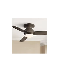 44" Casa Vieja Marbella Breeze Modern Indoor Hugger Ceiling Fan with Dimmable Led Light Remote Control Bronze Opal Glass for Living Room Kitchen