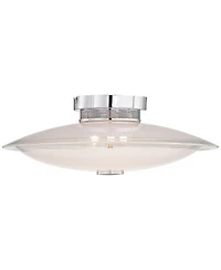 Possini Euro Design Modern Ceiling Light Semi Flush Mount Fixture 15" Wide Chrome 3-Light Clear Frosted Glass Disk for Bedroom Living Room Hallwa