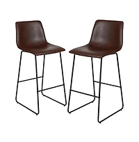 30 Inch Faux Bar Height Bucket Seat Stools, Set Of 2
