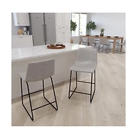 24 Inch Faux Counter Height Bucket Seat Stools, Set Of 2
