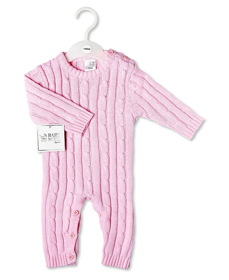 Baby Mode Signature Boys or Girls Long Sleeved Cable Knit Coverall