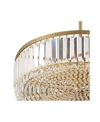 Stiffel Soft Gold Drum Pendant Chandelier 20 1/4" Wide Modern Clear Crystal 5-Light Fixture for Dining Room House Foyer Entryway
