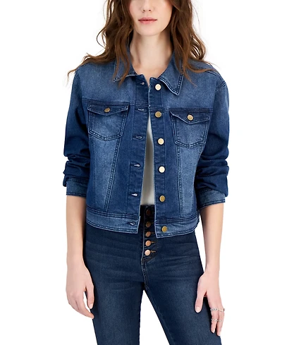 Tinseltown Juniors' Long-Sleeve Denim Trucker Jacket