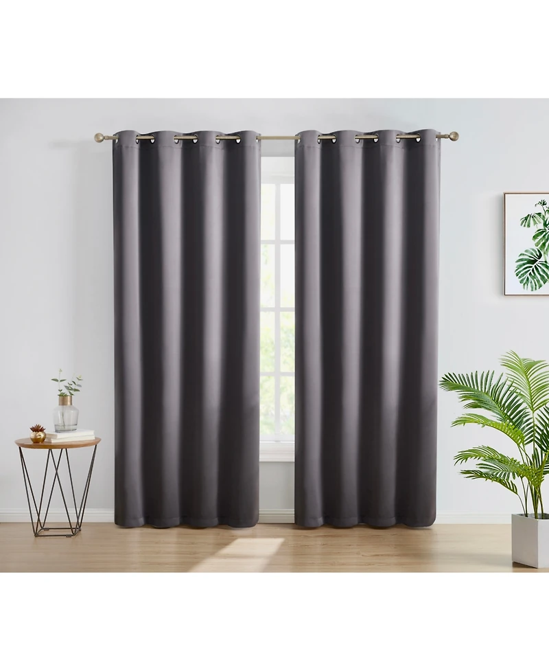 Hlc.me Oxford Room Darkening Curtains for Bedroom, Noise Reduction Thermal Insulated Window Curtain Grommet Panels