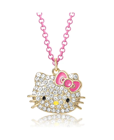 Sanrio Hello Kitty Girls Pave Fashion Jewelry Necklace - 16"+3" Necklace- Officially Licensed Authentic