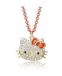 Sanrio Hello Kitty Girls Pave Fashion Jewelry Necklace - 16"+3" Necklace- Officially Licensed Authentic
