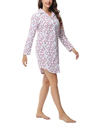 Ink+Ivy Women's Long Sleeve Notch Collar Sleepshirt Nightgown
