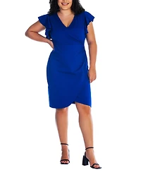 24seven Comfort Apparel Plus V-neck Knee Length Dress