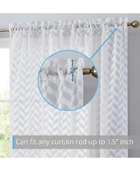 Hlc.me Herringbone Thick Semi Sheer Premium Rod Pocket Window Curtain Panels for Bedroom & Living Room