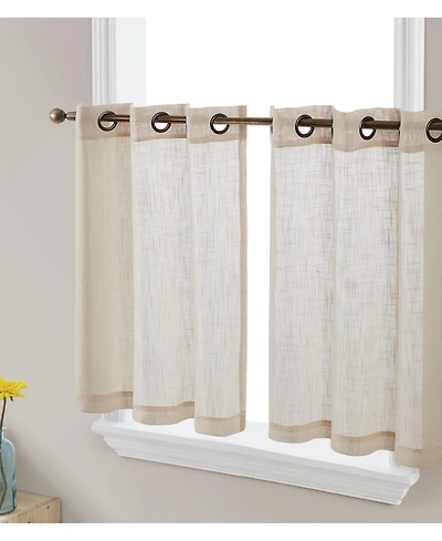 Hlc.me Abbey Faux Linen Textured Semi Sheer Privacy Light Filtering Transparent Grommet Short Thick Cafe Curtain Tiers for Small Windows