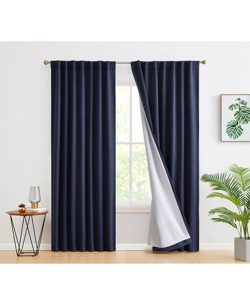Hlc.me Hamilton 100% Complete Blackout Lined with Heavy Double Layer Thermal Insulated Energy Smart Rod Pocket Back Tab Window Curtains