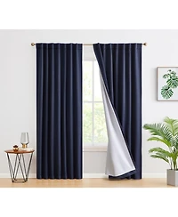 Hlc.me Hamilton 100% Complete Blackout Lined with Heavy Double Layer Thermal Insulated Energy Smart Rod Pocket Back Tab Window Curtains