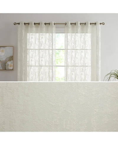 Hlc.me Crawford Modern Abstract Decorative Semi Sheer Light Filtering Grommet Window Treatment Curtain Panels for Bedroom & Living Room - Set of 2