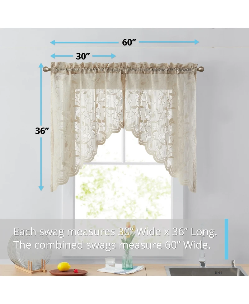 Hlc.me Joyce Semi Sheer Kitchen Swag Curtain Panels - Rod Pocket for Small Windows, Kitchen & Bathroom