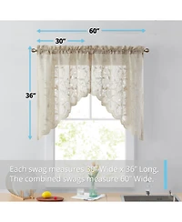 Hlc.me Joyce Semi Sheer Kitchen Swag Curtain Panels - Rod Pocket for Small Windows, Kitchen & Bathroom