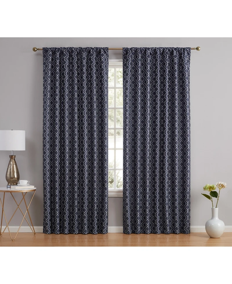 Hlc.me Franklin Moroccan 100% Complete Blackout Thermal Insulated Energy Savings Heat/Cold Blocking Back Tab Rod Pocket Curtain Drapery for Bedroom