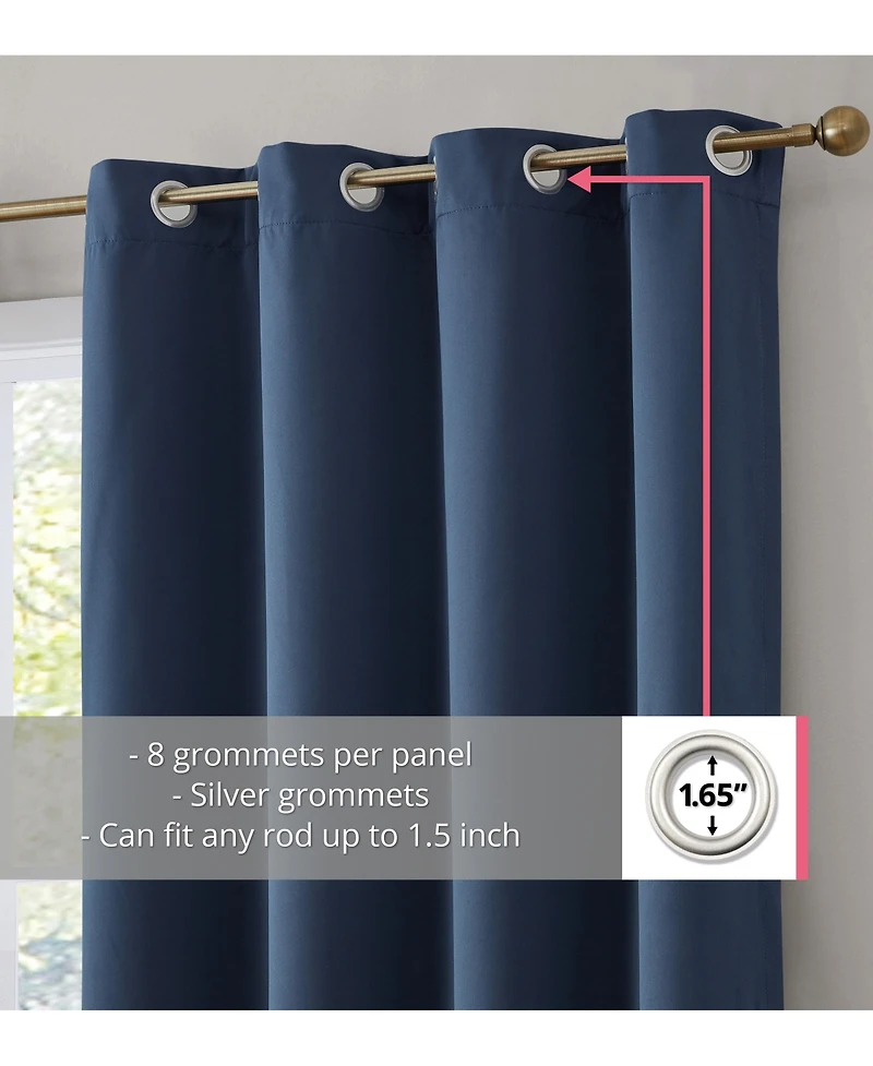 Hlc.me Dakota 100% Complete Blackout Lined Drapery with Double Layer Thermal Insulated Energy Efficient Window Curtain Grommet Panels for Bedroom & Li