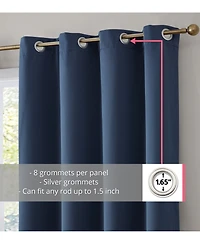 Hlc.me Dakota 100% Complete Blackout Lined Drapery with Double Layer Thermal Insulated Energy Efficient Window Curtain Grommet Panels for Bedroom & Li