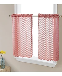 Hlc.me Herringbone Lace Sheer Kitchen Cafe Curtain Tiers for Small Windows & Bathroom