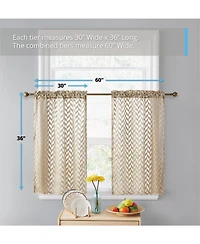 Hlc.me Herringbone Lace Sheer Kitchen Cafe Curtain Tiers for Small Windows & Bathroom