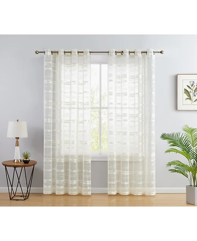 Hlc.me Broadway Stripe Decorative Semi Sheer Light Filtering Grommet Window Treatment Curtain Drapery Panels for Bedroom & Living Room