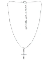 Giani Bernini Cubic Zirconia Marquise Cross Pendant Necklace in Sterling Silver, 16" + 2" extender, Created for Macy's