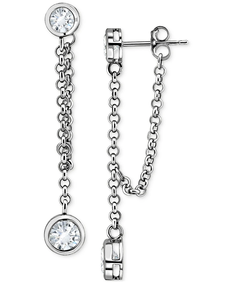 Giani Bernini Cubic Zirconia Chain Bezel Drop Earrings in Sterling Silver, Created for Macy's