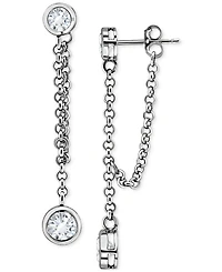 Giani Bernini Cubic Zirconia Chain Bezel Drop Earrings in Sterling Silver, Created for Macy's