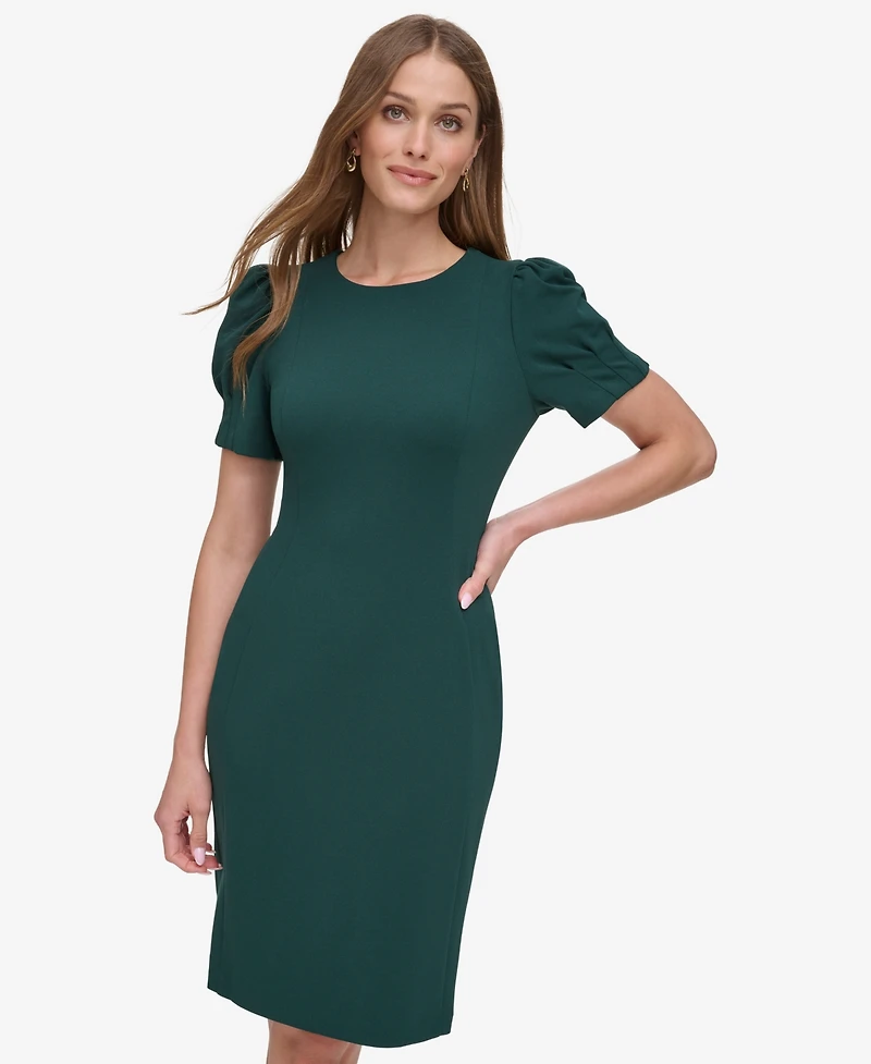 Dkny Women's Puff-sleeve Sheath Knee-length Dress