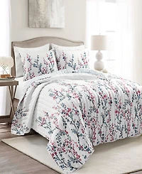 Lush Decor Mirabelle Watercolor Floral Reversible 3 Piece Quilt Set, King