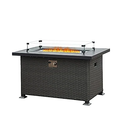 Streamdale Furniture Smokeless Fire Pit Table for Outdoor Patio with Glass Wind Guard
