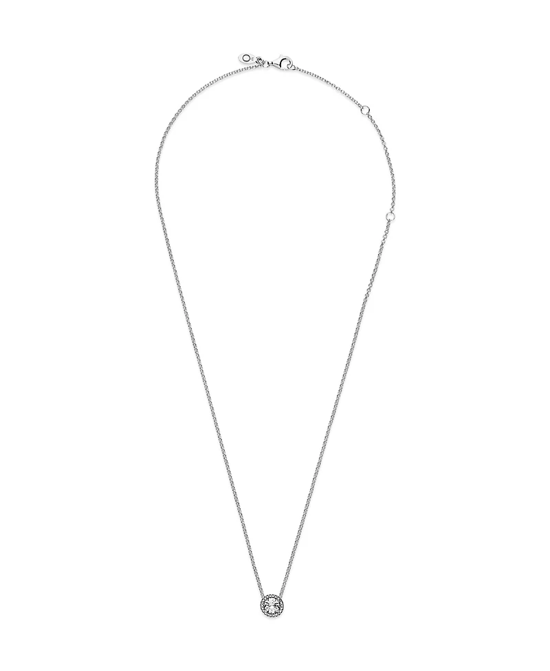 Pandora Timeless Sterling Silver Round Sparkle Cubic Zirconia Halo Necklace