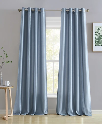 Hlc.me Jefferson Faux Silk Semi Sheer Light Filtering Microfiber Lined Grommet Lightweight Window Curtain Panels