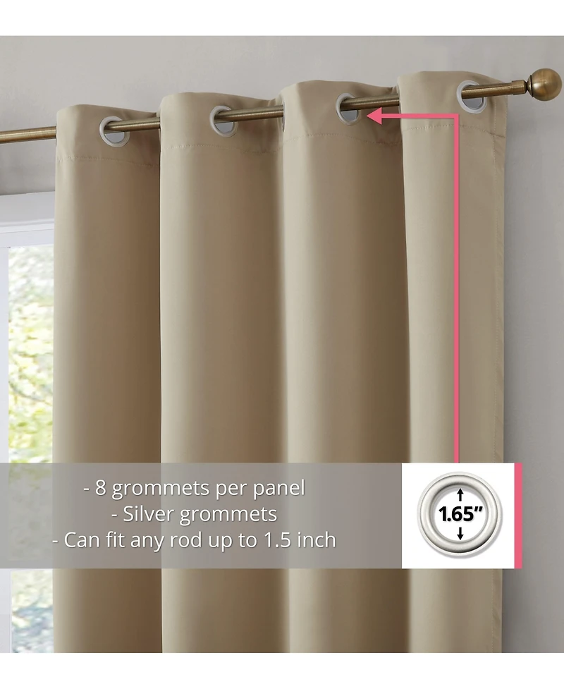 Hlc.me Dakota 100% Complete Blackout Lined Drapery with Double Layer Thermal Insulated Energy Efficient Window Curtain Grommet Panels for Bedroom & Li