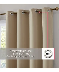 Hlc.me Dakota 100% Complete Blackout Lined Drapery with Double Layer Thermal Insulated Energy Efficient Window Curtain Grommet Panels for Bedroom & Li