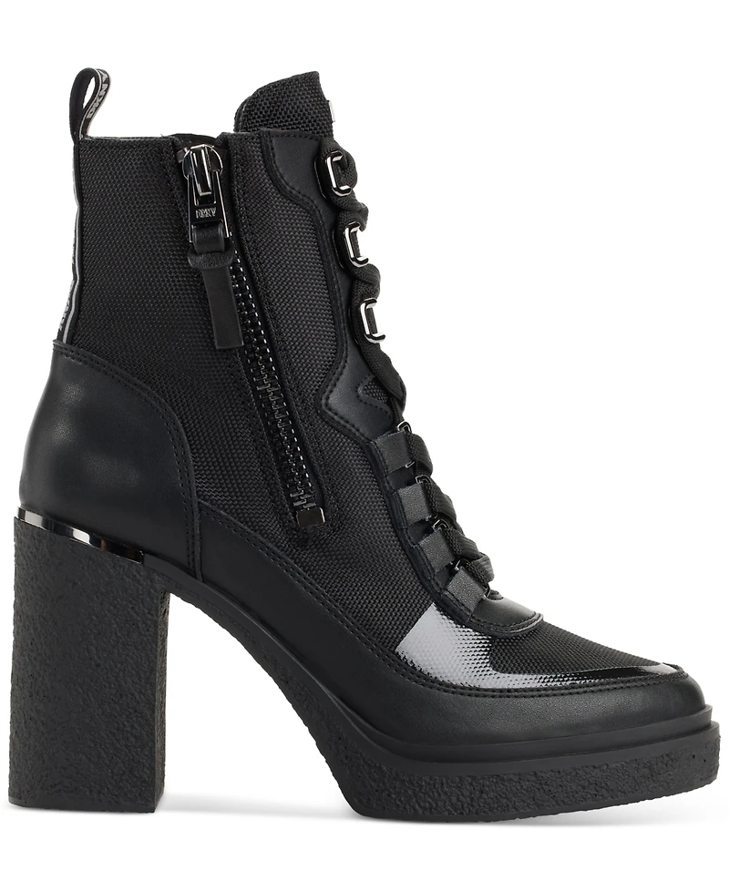 Dkny Women's Toia Lace-Up Zip Block Heel Booties