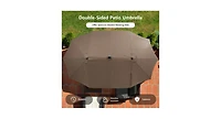 Slickblue 15 Ft Solar Led Patio Double-sided Umbrella Market with Weight Base