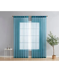 Hlc.me Lauren Semi Sheer Light Filtering Transparent Pocket Top & Back Tab Lightweight Window Curtains Drapery Panels Bedroom & Living Room