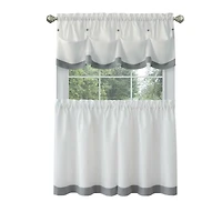 Kate Aurora Country Living Farmhouse 3 Pc Solid Cafe Kitchen Curtain Tier & Tucked Valance Set