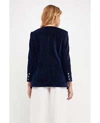 Women's Structured Lapeless Textured Blazer