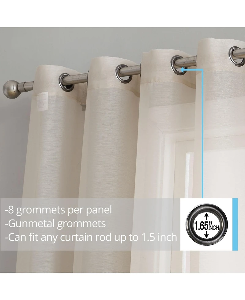 Hlc.me 2 Piece Semi Sheer Voile Window Curtain Drapes Grommet Panels for Bedroom