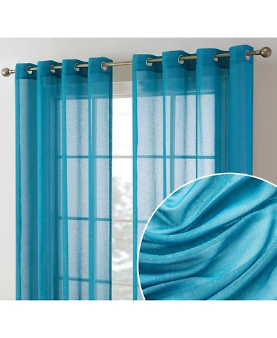 Hlc.me Sierra Burlap Flax Linen Semi Sheer Privacy Light Filtering Transparent Window Grommet Thick Curtains Drapery Panels for Office & Living Room
