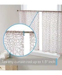 Hlc.me Audrey Embroidered Sheer Voile Window Curtain Short Rod Pocket Tiers for Kitchen, Bedroom