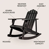 Jonathan Y Kiawah Outdoor Patio Classic Acacia Wood Adirondack Rocking Chair, Gray