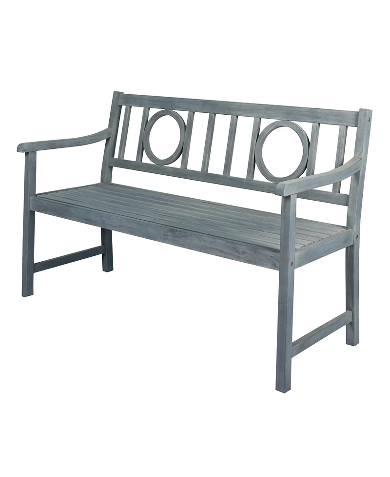 Jonathan Y Apollo Circle Back Acacia Wood Outdoor Garden Patio Bench