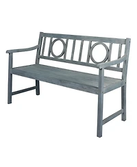Jonathan Y Apollo Circle Back Acacia Wood Outdoor Garden Patio Bench