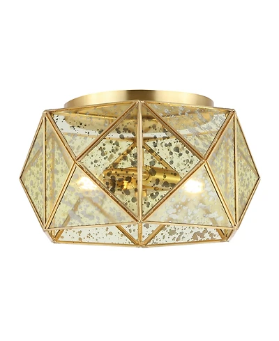 Jonathan Y Violet Industrial Vintage Iron/Glass Led Flush Mount