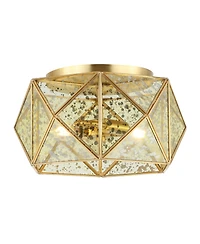 Jonathan Y Violet Industrial Vintage Iron/Glass Led Flush Mount